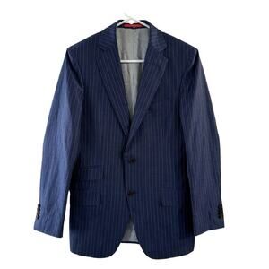 SuitSupply Sienna Int Wool Linen Cashmere Tailored Fit Striped Blue Blazer Sz 34